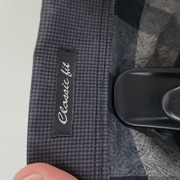 Bugatchi black and gray checkered button up long sleeve shirt XXL - Picture 10 of 12